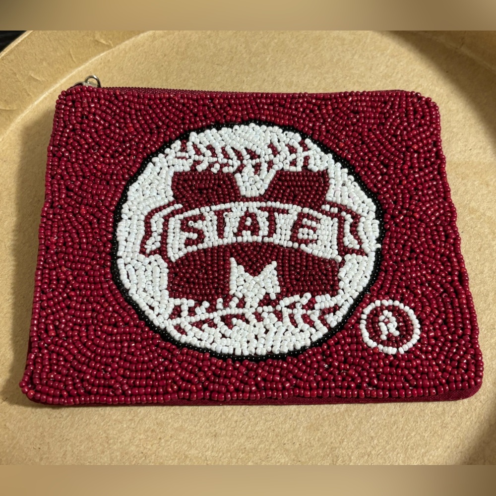 NEW Mississippi State Beaded Pouch Coin Case MSU Game Day Gifts